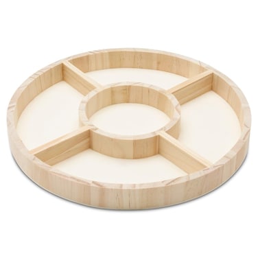 DIY Round Wooden Divided Serving Tray 10-inch, Pack of 1 5-Section Candy Tray for Vegetable &amp; Fruit Party Platters, by Woodpeckers