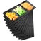Ziliny 3 Section Serving Tray Bulk Serving Dish Compartment Appetizer Tray Plastic Dessert Platter Rectangular Divided Bowls Disposable Plate for Snack Desserts Fruit, 15 x 7 in(Black)