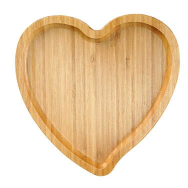 BinaryABC Heart Shaped Wood Serving Platters and Trays Side Dish Serving Trays Tabletop Serving Platters,Valentines Day Table Decorations Supplies (7.87inch)