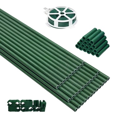 Xiny Tool 126pcs Garden Stakes Set, Includes 50Pack 17" Garden Poles, Tomato Climbing Plant Trellis Plant Climbing Frame for Vegetables Cucumber Fences Beans Outdoor Gardening (Green, 25 Pack)