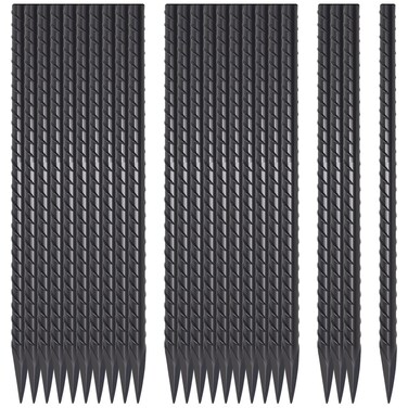 VVOKGO RebarStakes 16 Inches Rebar Stakes (24pcs) Ground Anchors Steel Plant Support Garden Stake Metal Straight Camping Tent Spikes with Chisel Point End, Black