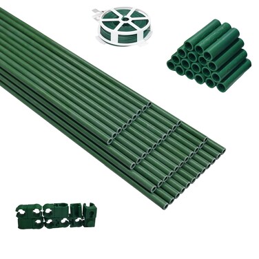 Xiny Tool 126pcs Garden Stakes Set, Includes 50Pack 17" Garden Poles, Tomato Climbing Plant Trellis Plant Climbing Frame for Vegetables Cucumber Fences Beans Outdoor Gardening