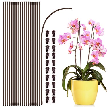 Plant Stakes, 20Pcs Plant Sticks,18 Inches Garden Bendable Single Stem Plant Support Stakes for Indoor and Outdoor Plants,Orchid,Potted Plants,Tomatoes,Flowers&iuml;&frac14;&circ;with 20PCS Clips+40PCS Rubber Caps&iuml;&frac14;&permil;