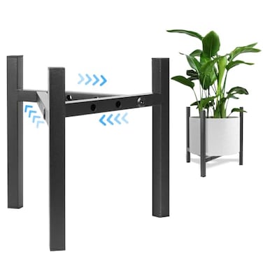 Airpark Plant Stand Indoor Adjustable, Metal Modern Plant Stand, Heavy Duty Stable Plant Pot Flower Holder Indoor Outdoor Corner, Fit 8 9 10 11 12 inch Pots, Black (Pot &amp; Plant Not Included)