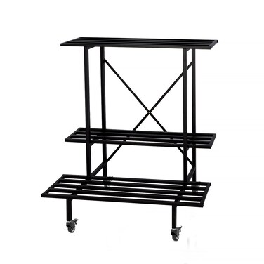 Zhongma 3 Tier Plant Stand with Wheels, Heary Duty Metal Plant Stand, 35.43 L x 17.5 W x 38.6H . Space saving Plant Stand