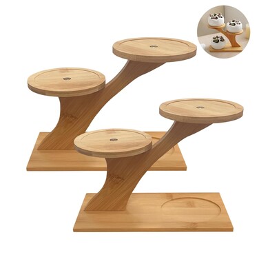 QruiLanTu Window Sill Plant Shelf 2 Pack Small Desk Plant Stand Bamboo Table Top Plant Stand 3 Tier Succulent Plant Stand for Home Office Living Room Bedroom Decoration&iuml;&frac14;&circ;2 Pack&iuml;&frac14;&permil;