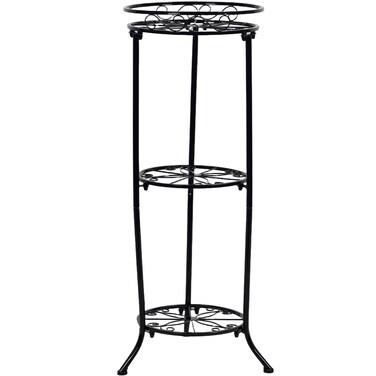 Plant Stand Indoor Outdoor, 3 Tier Tall Black Metal Plant Stands, 35 inch Round Multiple Plant Rack Holder Rack Flower Pot Stand Heavy Duty Plant Shelf for Patio Balcony Garden Living Room