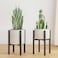 Linpla 2-Pack Adjustable Metal Plant Stand Indoor Outdoor - Fits 8 to 12 Inches Pots - Mid Century Modern Planter Stand Black Flower Pot Holder Home Decor for Gardening Gifts