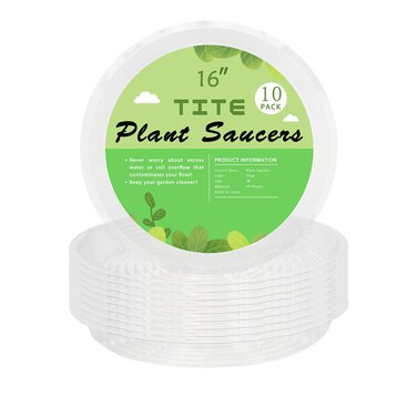 10 Pack Clear Plant Saucer Versatile Clear Plastic Plant Pot Saucer Set Multiple Clear and Transparent for Indoor and Outdoor Plants (16 INCH)