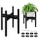 2 Pack Bamboo Plant Stands, Adjustable Plant Stand Indoor, Mid Century Modern Plant Stand, Plant Holder for Living Room, Balcony Fits 8 to 12 Inches Pots (Black)