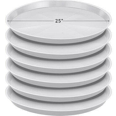 Eccliy 6 Pack Plastic Plant Saucer Heavy Duty Planter Saucers Large Plant Pot Saucers Plastic Water Trays for Indoors and Outdoors Flower Plant Plant Drip (White,25 Inch)