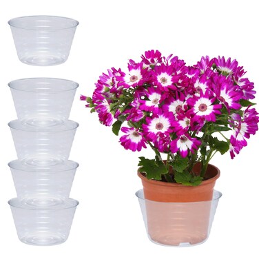 Curtis Wagner Plastics Drip Pan Plant Saucers (5-Pack) - Clear, Round (Diameter: 11" Base, 12" Top, 1.25" Depth) Thin Plastic Planter to be Used as Indoor Pot &amp; for Outdoor Plant Pots