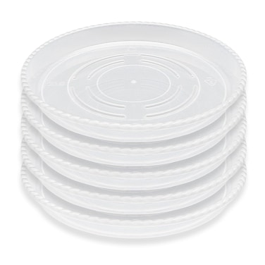RooTrimmer 5 Pack Plant Saucer for Indoor Plants, 12 Inch Clear Plant Trays for Pots, Durable Plastic Flower Plant Pot Saucer, Heavy Duty Sturdy Plant Saucer Drip Trays for Pots