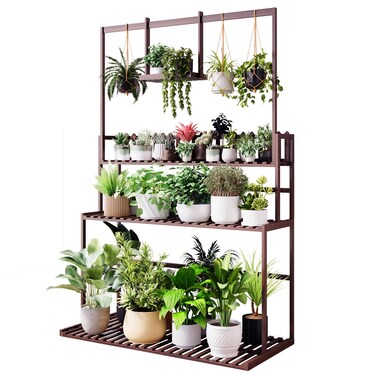 COPREE Bamboo 3-tier Hanging Plant Stand Ladder Planter Shelves Flower Pot Organizer Rack Display Shelving Plants Shelf Unit Holder