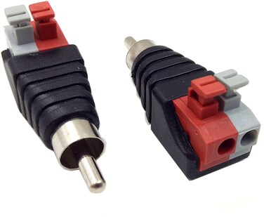 Qaoquda Speaker Phono RCA Male to AV 2 Screw Terminal Female Strip Audio Video Spring Press Type Balun Connector Adapter(2-Pack) (RCA M)