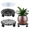2 Pack Plant Caddy with Wheels Heavy Duty 11 Inch Metal Plant Stand with Wheels Wrought Iron Plant Dolly Rolling Plant Stand Plant Roller with Casters for Indoor and Outdoor with 2 Pack Plant Saucers