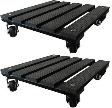 NOAMOO Square Plant Caddy with Wheels Heavy Duty Outdoor Indoor 12 Inch 2 Pack&iuml;&frac14;&OElig;Rolling Plant Stand with Casters for Heavy Pots 150LBS&iuml;&frac14;&OElig;Charcoal