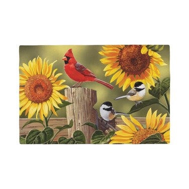 Fiokroo Rustic Sunflowers Floral Cardinal Birds Placemats Set of 4 Table Mats Table Tableware Place Mats with Non-Slip Heat-Resistant Washable for Dining Home Kitchen Party Indoor