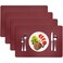 Herda Red Leather Placemats, Premium Quality Wine Red Table Mats Set of 4, Elegant Burgundy Dining Mats Heat resistant Wipeable Washable Indoor Outdoor Place Mat 4 Set, Thick Non-Slip Modern Table Mat