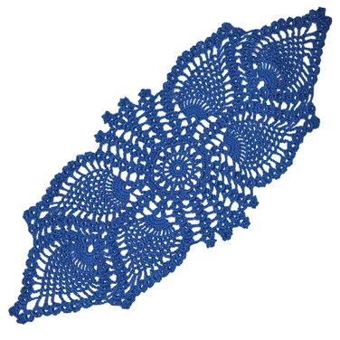 BIBITIME Crochet Lace Table Doilies Eyes Flower Doily Kitchen Vase Place Mats (Navy, 7 in x 21 in,Pack of 1PC)