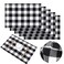 Aneco Buffalo Plaid Placemats Checkered Place Mats Double Layer Placemats 13 x 19 Inches Decorative Kitchen Cotton Table Placemats, Black and White (6)
