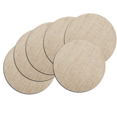 LivebyCare Round Placemats Set of 6 Woven Table Placemats Washable Non-Slip Placemats 13.8 Inch for Christmas Decoration Home Wedding Party,Beige
