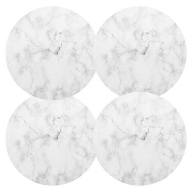 Round Placemats Set of 6 Non Slip Table Mats Washable Heat Resistant Place Mat for Kitchen Dining Table Home Decor 15.4 Inch Marble White