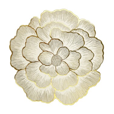 fanquare Rose-Shaped Placemats 15" Metallic Round Table Mats Set of 6 Silver Heat Resistant Table Placemats Waterproof Non-Slip Kitchen Mats for Home Dining Wedding
