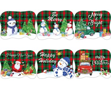 Christmas Plastic Placemats Set of 6 Xmas Holiday Placemats for Dining Table, Christmas Place Mats Winter Snowman Red Buffalo Plaid Truck Table Decor for Kitchen Dining Room Home 12.5x16.5 Inch
