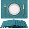 homing Teal Cloth Easter Placemats Set of 6 &acirc;&euro;&ldquo; Cotton Linen Blend Washable Spring Dining Table Mats for Easter, Indoors &amp; Outdoors, Easy to Clean, 13 x 19 Inch