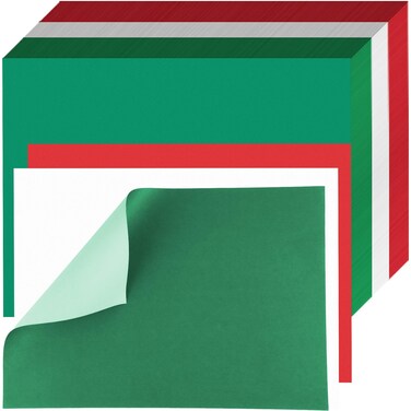 Honoson 150 Pcs Christmas Paper Placemats Disposable Red Green White Paper Placemat 11 x 17 Inch Rectangle Decorative Table Mats for Holiday Xmas Home Dining Table Decorations(White Green Red)