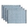 over&amp;back Set of 4 Hand-Blocked Placemats - Colorful Dining Table Mat - Each Placemat is Unique - 100% Cotton - Machine Washable - Kitchen and Home Decor - Blue Herringbone