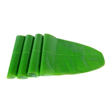 KICHOUSE 10Pcs Banana Leaf Meal Mat Non-Slip Plant Decor Mats for Bowl and Cup Tropical Scale Leaf Placemats for Dining Table for Home and Party Use
