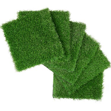 XLX TURF Green Artificial Grass Square Mats, 6 Pack 12"x12" Fake Grass Tiles Placemats Table Centerpiece Decor Event Party, Patio, Pets Turf Patch DIY Crafts