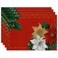 PROCIDA Christmas Poinsettia Placemats Set of 4, 12 x 18 Inch Xmas Winter Red Table Mat Waterproof Washable for Seasonal Holiday Party Dining Decoration