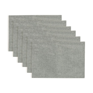 Placemats Set of 6 Washable Indoor/Farmhouse Style Thick Cotton Linen Place Mats for Dining Table, Double Layer Heat Resistant Table Mats/Grey