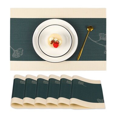 Place Mat, Washable Oil Stainless Heat Resistant Rectangle Vinyl Table Place Mats for Housewarming and Decor in Restaurant, Office and Kitchen