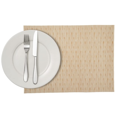 Restaurantware Speculo 16 X 12 Inch Woven Placemats Set Of 6 Rectangle Table Placemats - Stain-Resistant Easy To Clean Tan Vinyl Placemats For Dining Table For Homes or Restaurants