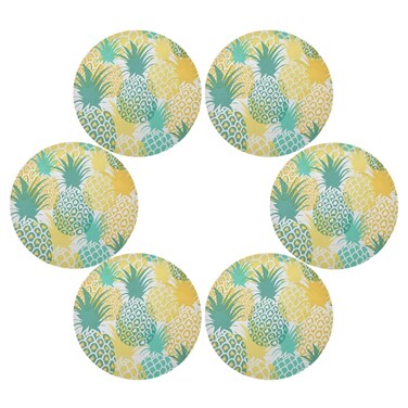 senya Pineapple Tropical Fruit Round Placemats Set of 6 for Dining Table Heat Insulation Non-Slip Washable Place mats