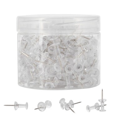 220-Pack Push Pins for Bulletin Board, Thumb Tacks with Clear Plastic Tip and Steel Tip, Portable and Durable Wall Tacks Suitable for Cork Board, Office and Daily Life