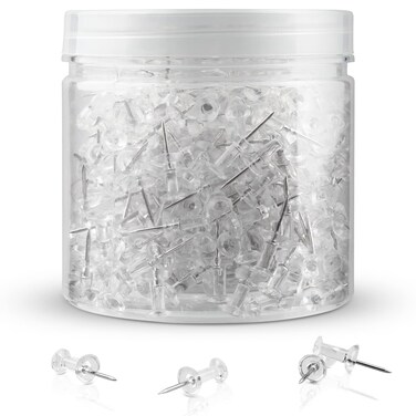400Pcs Push Pins, Clear Thumb Tacks for Bulletin Board, Stick Pins Thumb Tacks for Cork Board Wall Hangings, Office Push Pins Steel Point and Clear Plastic Head