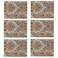 kilofly 6pc Elegant Floral Brocade Jacquard Table Placemats (11.8 x 15.7 in)