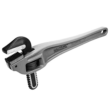 HAUTMEC 14 Inch Aluminum Offset Pipe Wrench, Heavy Duty Adjustable Plumbing Wrench, 2" Jaw Capacity, 40% Lighter Drop Forged Construction, for Use in Tight Spaces HT0189