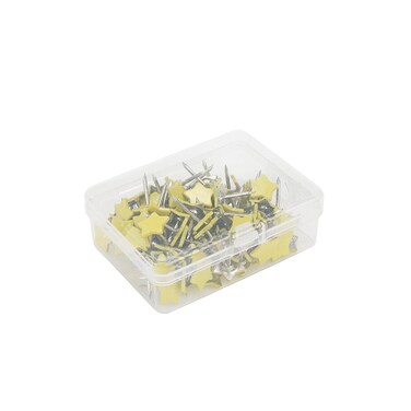 HEVSTIL 100Pcs Start Shape Thumb Tacks,Star Shaped Push Pins Decorative Tacks Star Shape Push Pins for Cork Bulletin Board, Picture Hanging(Yellow)