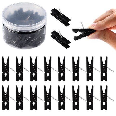 50 Count Push Pin Clips for Bulletin Board, Wooden Push Pins with Clips Cubicle Clips Panel Wall Clip Cubicle Accessories for Fabric Panels Cork Board Offices Homes Projects