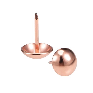 uxcell Upholstery Nails Tacks 12mmx17mm Retro Round Thumb Push Pins Rose Gold Tone for Furniture Sofa Headboards, 100 Pcs