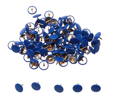 Sowaka 100 Pcs Thumb Tacks Plastic Roundness Push Pin Decorative Pins for Wall Whiteboard Corkboard Photo Wall Picture Board Home Office School Supplies Bulletin Board Accessories (Blue)