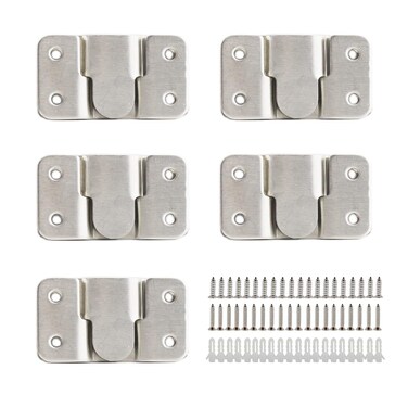 ULIFESTAR Furniture Flush Mount Bracket,Stainless Steel Picture Hanger Hook,Headboard Wall Mount Hardware,Heavy Duty Photo Frame Hook for Hanging Wedding Picture Photo Frame Mirror 10Pack (Large)