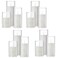 Shihanee Set of 12 Pillar Candles and Glass Cylinder Vases Clear Cylinder Candle Holders for Slim Pillar Candles Wedding Centerpieces (White, 2.6'' X 4.7'', 5.9'', 7.9'')