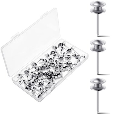 Double Headed Picture Hangers Nails Small Head Hanging Nails Picture Photo Hanging Hook Pins Decorative Nail Hook Hangers for Home Office School &iuml;&frac14;&circ;Silver, 50 Pieces&iuml;&frac14;&permil;